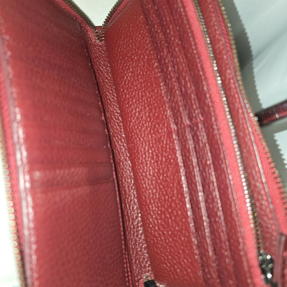 Botkier Dark Red  Multipockets ALL AROUND ZIPPER Textured Wallet - Picture 13 of 15